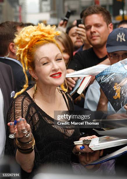 Musician Cyndi Lauper visits "Late Show With David Letterman" at the Ed Sullivan Theater on June 14, 2010 in New York City.