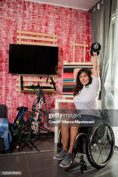 Eleonora Sarti trains in isolation on May 02, 2020 in Bologna, Italy. The coronavirus and the disease it causes, COVID-19, are having a fundamental...