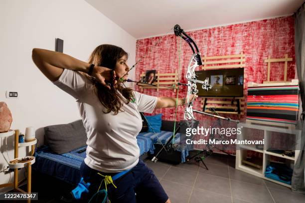 Eleonora Sarti trains in isolation on May 02, 2020 in Bologna, Italy. The coronavirus and the disease it causes, COVID-19, are having a fundamental...