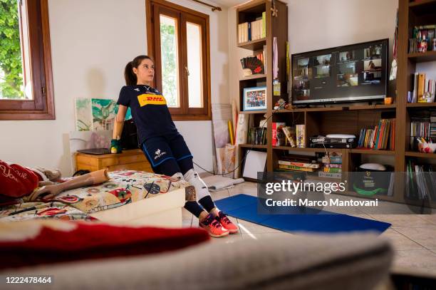 Silvia Biasi trains in isolation on May 02, 2020 in Treviso, Italy. The coronavirus and the disease it causes, COVID-19, are having a fundamental...