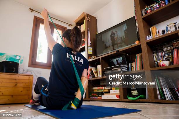 Silvia Biasi trains in isolation on May 02, 2020 in Treviso, Italy. The coronavirus and the disease it causes, COVID-19, are having a fundamental...