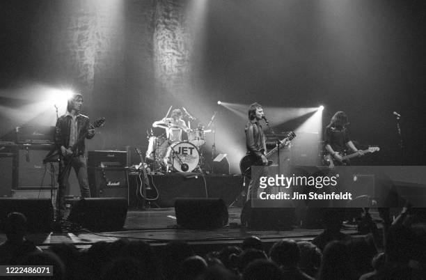 Rock band Jet Cameron Muncey, Chris Cester, Nic Cester, Mark Wilson performs at The Wiltern in Los Angeles, California on April 7, 2004.