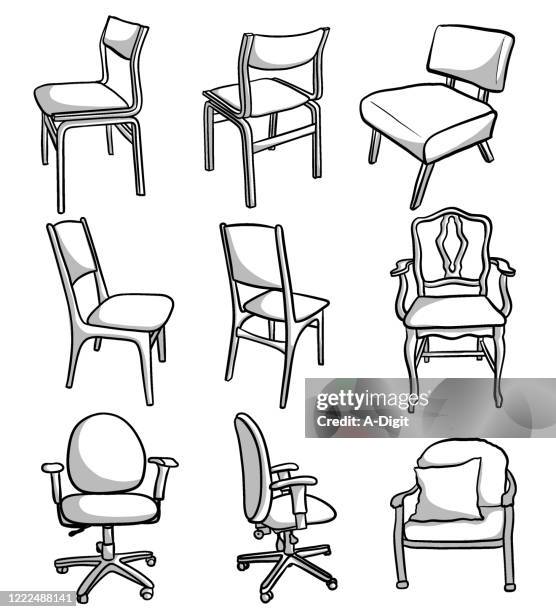 office kitchen and accent chairs - feng shui stock illustrations