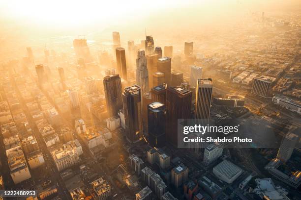 dtla: golden haze - city of los angeles stock pictures, royalty-free photos & images