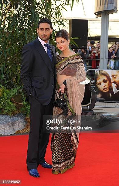 Abhishek Bachchan and Aishwarya Rai Bachchan attend the World Premiere of Raavan at BFI Southbank on June 16, 2010 in London, England.