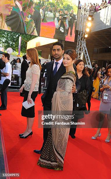 Abhishek Bachchan and Aishwarya Rai Bachchan attend the World Premiere of "Raavan" at BFI Southbank on June 16, 2010 in London, England.