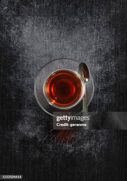 tea and tea leaves - cup of tea from above stock pictures, royalty-free photos & images