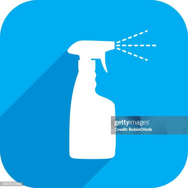 ilustraciones, imágenes clip art, dibujos animados e iconos de stock de icono de botella de spray azul - botella para rociar