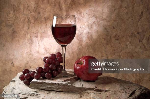 wine grapes and apple still life -  firak stock pictures, royalty-free photos & images