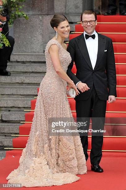 Princess Victoria of Sweden and fiance Daniel Westling attend the Government Gala Performance for the Wedding of Crown Princess Victoria of Sweden...