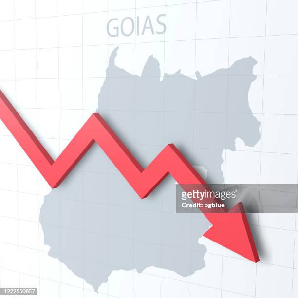 falling red arrow with the goias map on the background - collapsing stock illustrations