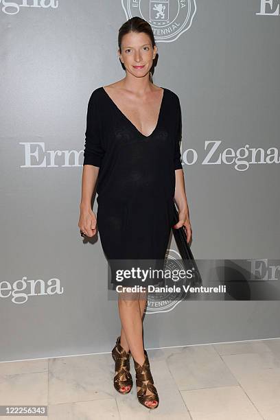 Virginia Galateri di Genola attends the "Cento Anni Di Eccellenza" Exhibition Launch party during Milan Fashion Week Menswear Spring/Summer 2011 on...