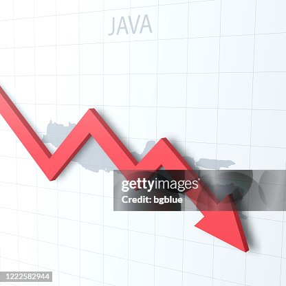 在背景上帶有 Java 地圖的紅色箭頭 在背景上帶有 Java 地圖的紅色箭頭