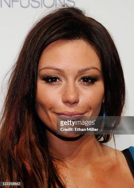 Television personality Jenni "JWOWW" Farley arrives for an appearance at the Pure Nightclub at Caesars Palace early on August 27, 2011 in Las Vegas,...