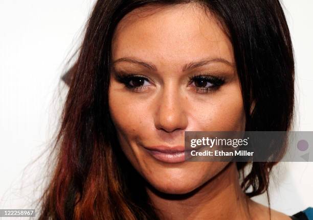 Television personality Jenni "JWOWW" Farley arrives for an appearance at the Pure Nightclub at Caesars Palace early on August 27, 2011 in Las Vegas,...