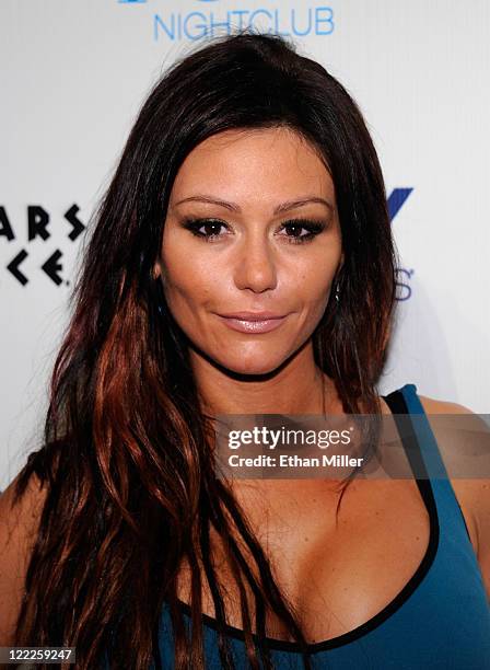Television personality Jenni "JWOWW" Farley arrives for an appearance at the Pure Nightclub at Caesars Palace early on August 27, 2011 in Las Vegas,...