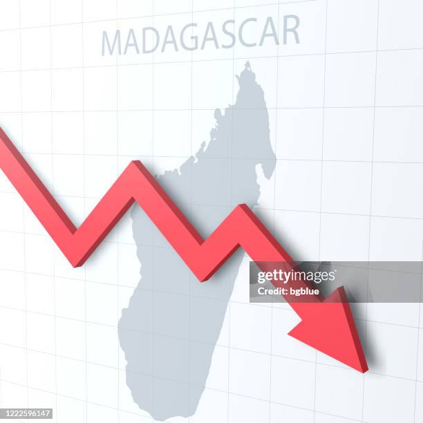 falling red arrow with the madagascar map on the background - antananarivo stock illustrations