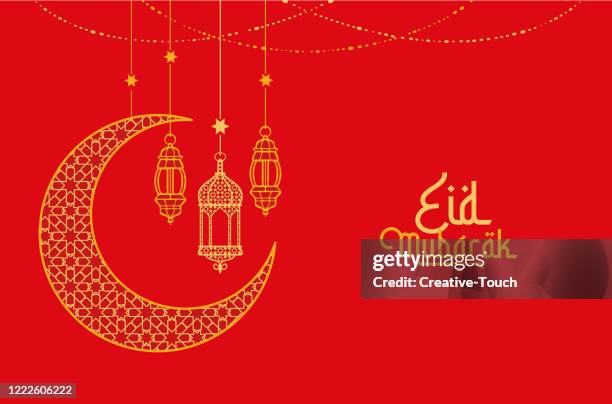 stockillustraties, clipart, cartoons en iconen met eid mubarak - ramadan moon