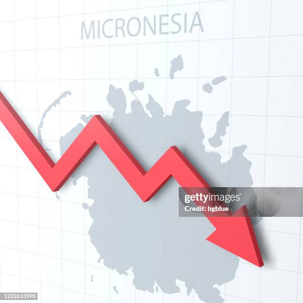 falling red arrow with the micronesia map on the background - pohnpei stock illustrations