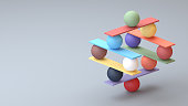 Jenga game color block tower with balls