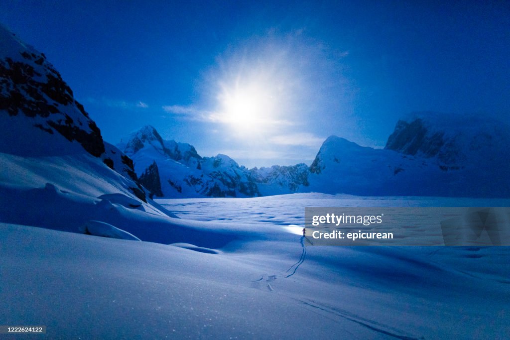 Lone person in the Alaskan Mountains