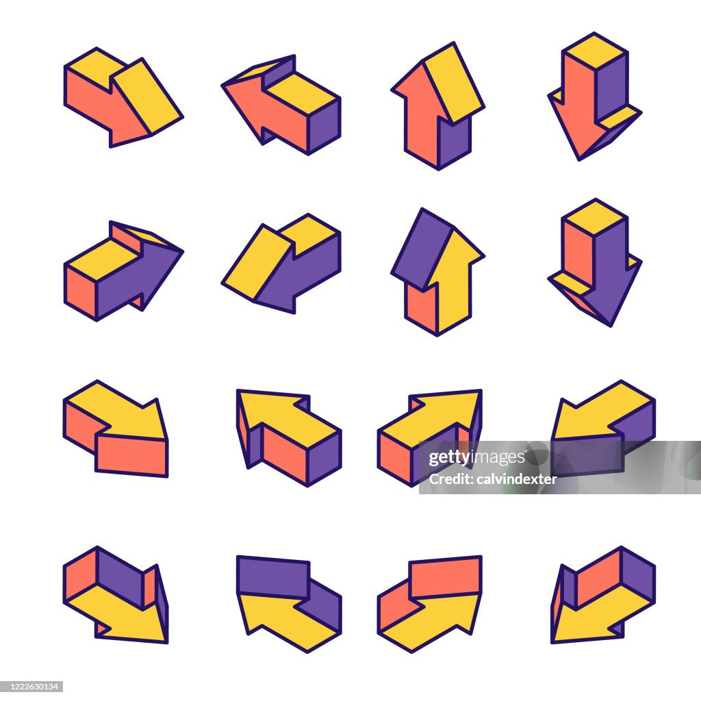 Arrow symbols three dimensional icon designs