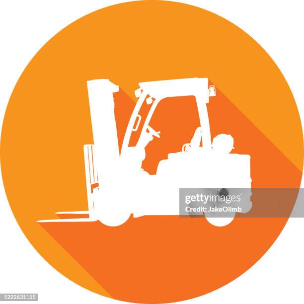 forklift icon silhouette - hydraulic platform stock illustrations