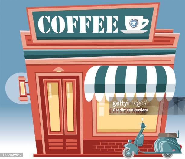 ilustraciones, imágenes clip art, dibujos animados e iconos de stock de cafetería - coffee outside