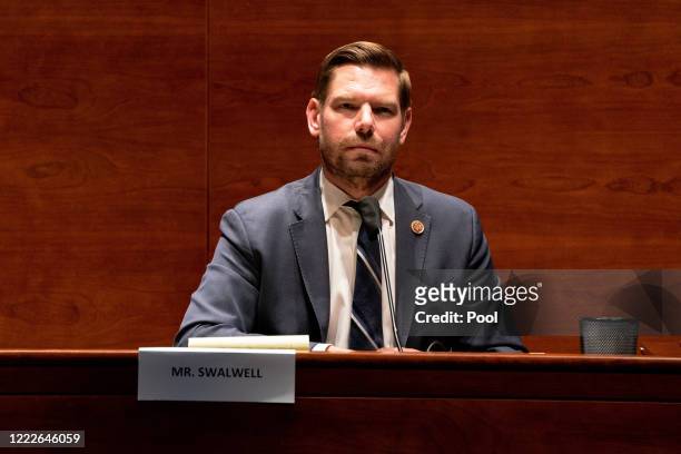 Rep. Eric Swalwell attends a hearing of the House Judiciary Committee on at the Capitol Building June 24, 2020 in Washington, DC. Democrats are...