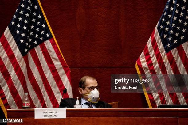 House Judiciary Committee Chairman Jerrold "Jerry" Nadler presides over a hearing at the Capitol Building June 24, 2020 in Washington, DC. Democrats...