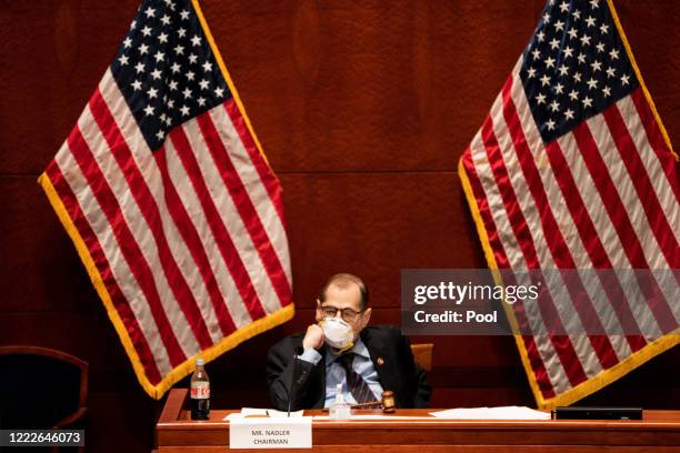 House Judiciary Committee Chairman Jerrold "Jerry" Nadler presides over a hearing at the Capitol Building June 24, 2020 in Washington, DC. Democrats...