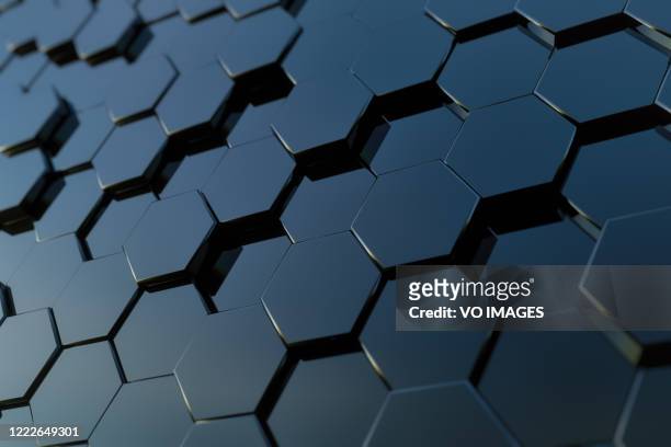 abstract hexagon background. 3d rendering - hexagon grid stock pictures, royalty-free photos & images