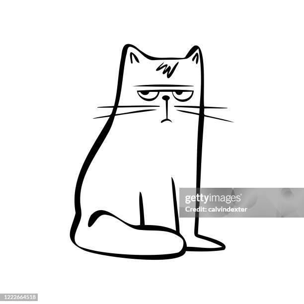 cute cartoon cat - cat bored stock illustrations
