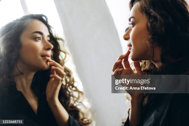 young beautiful woman - human lips bildbanksfoton och bilder