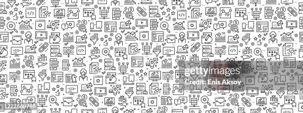 seamless pattern with search engine icons - checking email stock illustrations