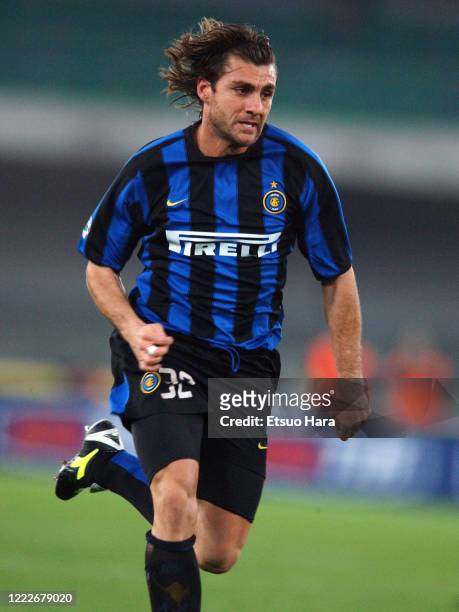 Christian Vieri of Inter Milan in action during the Serie A match between Chievo Verona and Inter Milan at the Stadio Marc'Antonio Bentegodi on...