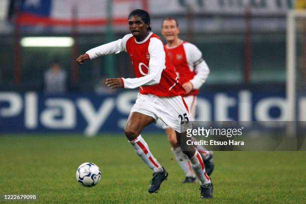 Nwankwo Kanu of Arsenal is seen during the UEFA Champions League Group B match between Inter Milan and Arsenal at the San Siro Stadium on November...
