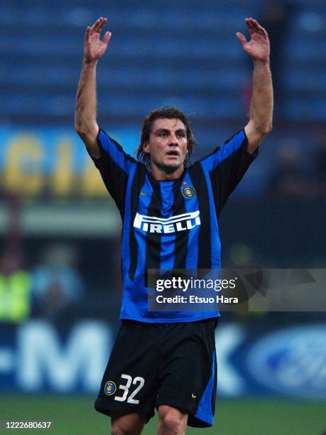 Christian Vieri of Inter Milan reacts during the UEFA Champions League Group B match between Inter Milan and Dynamo Kyiv at the Stadio Giuseppe...