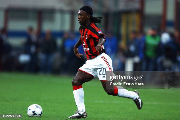 Clarence Seedorf of AC Milan in action during the Serie A match between Inter Milan and AC Milan at the Stadio Giuseppe Meazza on October 5, 2003 in...