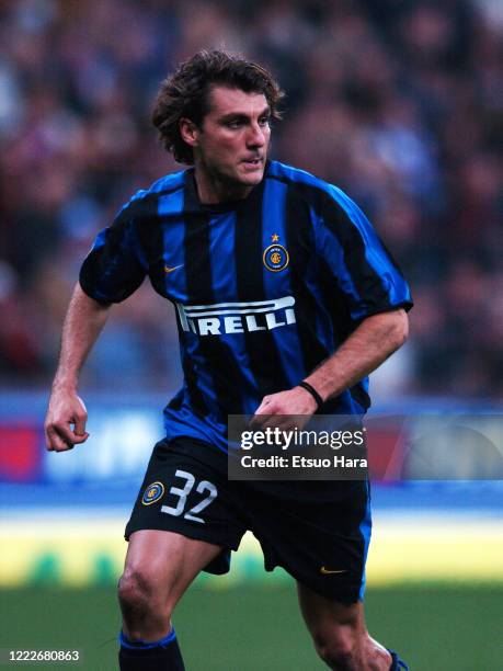 Christian Vieri of Inter Milan in action during the Serie A match between Inter Milan and AC Milan at the Stadio Giuseppe Meazza on October 5, 2003...