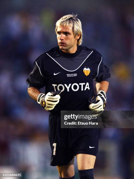 Santiago Canizares of Valencia is seen during the UEFA Cup final between Valencia and Olympique Marseille at the Ullevi on May 19, 2004 in...