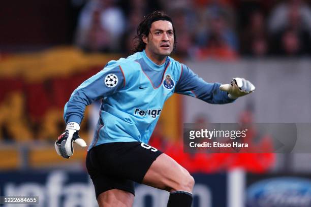 Vitor Baia of Porto in action during the UEFA Champions League final between AC Monaco and Porto at the Arena AufSchalke on May 26, 2004 in...