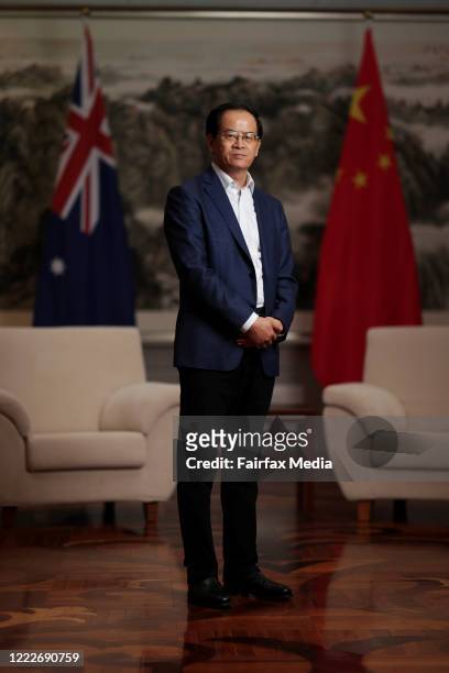 Chinese Ambassador to Australia, Cheng Jingye, is photographed at his official residence in Canberra after denouncing Australia's calls for an...