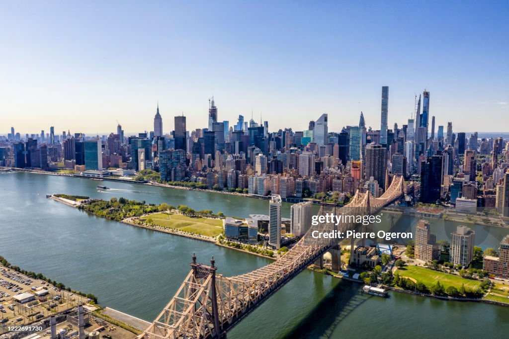 Nyc Rivers New York City Above East River Showing Manhattan High-Res Stock Photo ...