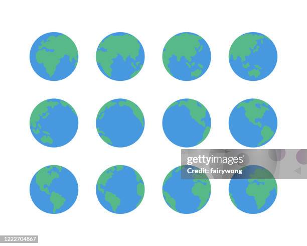 ilustraciones, imágenes clip art, dibujos animados e iconos de stock de iconos del globo terráqueo - globe terrestre