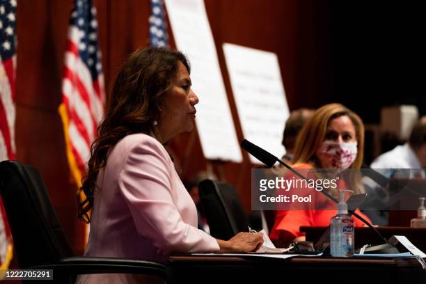 Rep. Veronica Escobar attends a hearing of the House Judiciary Committee at the Capitol Building on June 24, 2020 in Washington, DC. Democrats are...