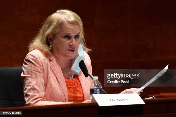 Rep. Sylvia Garcia speaks during a House Judiciary Committee hearing on oversight of the Justice Department and a probe into the politicization of...