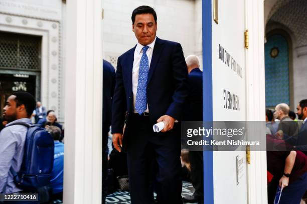 Los Angeles City Council member Jose Huizar, after a press conference with housing advocates in advance of the City Council's final vote on the...