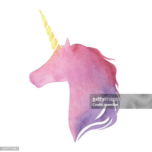 watercolor unicorne - unicorn stock illustrations