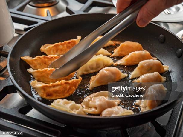 close up of japanese dumplings. - dumpling stock pictures, royalty-free photos & images